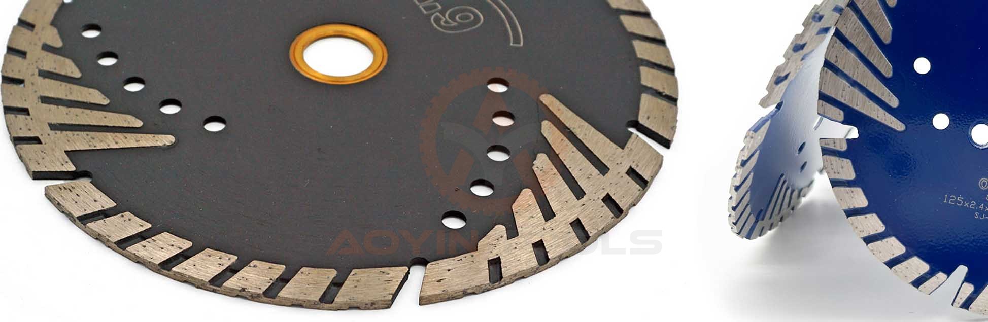 Diamond Turbo Blade With Core Triangle Protection Teeth For Granite Marble